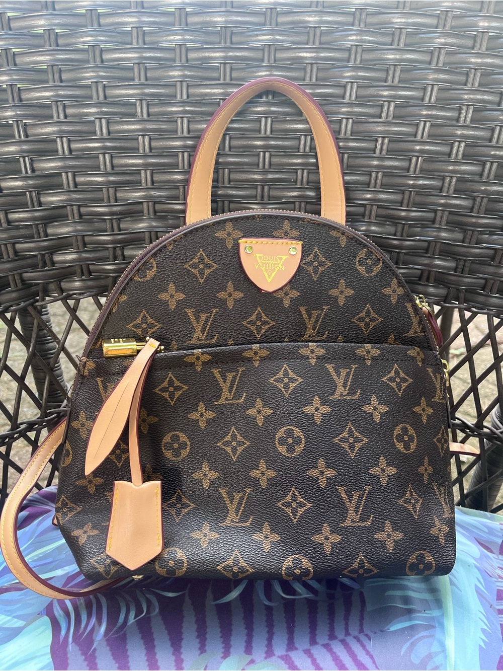 Louis Vuitton Brown Monogram Dome Backpack with Tan Trim